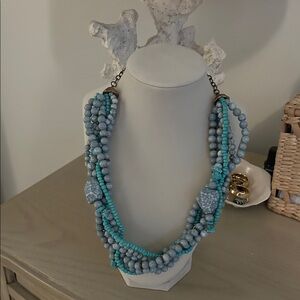 Turquoise and Gray Beaded Necklace